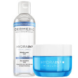 Set Dermedic Hydrain 3 Hialuro, tiefenwirksame Feuchtigkeitscreme, 50 ml + H2O Mizellenlotion, 100 ml