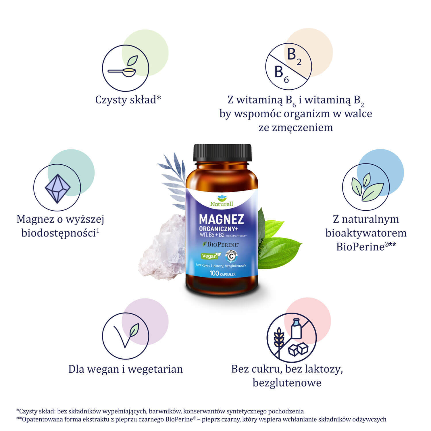 Naturell Organic Magnesium+, 100 capsule