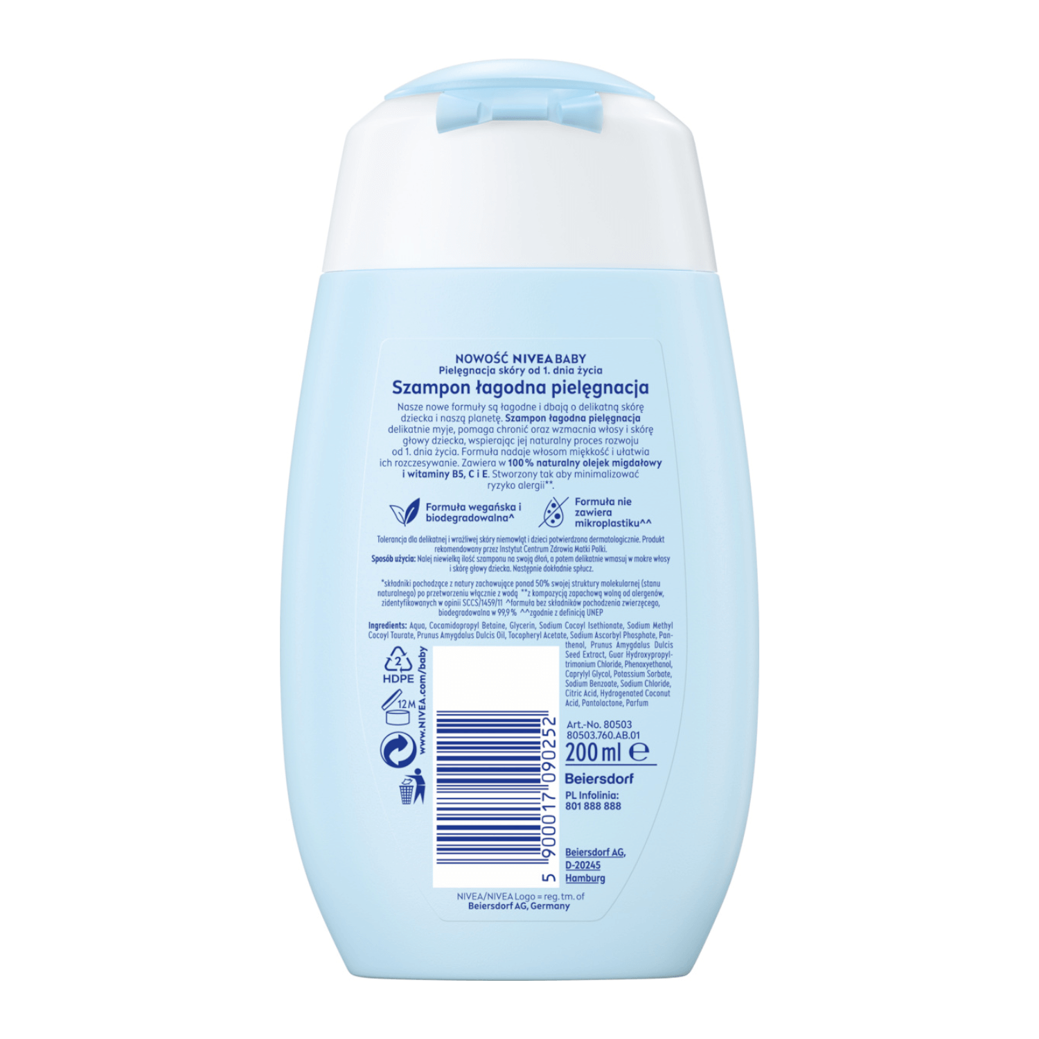 Nivea Baby, șampon, îngrijire delicată, din prima zi, 200 ml