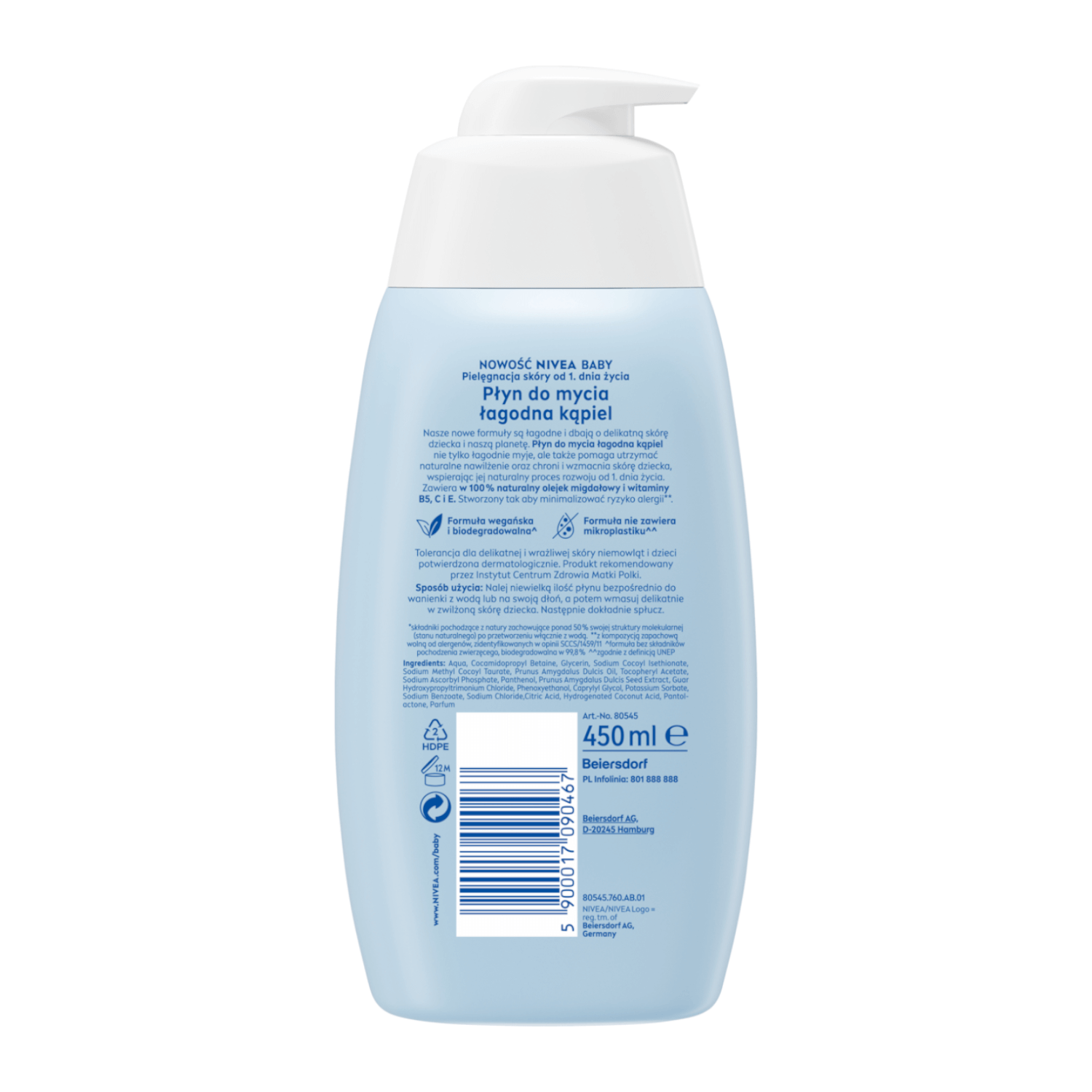 Nivea Baby, loțiune de spălare, baie delicată, din prima zi, 450 ml