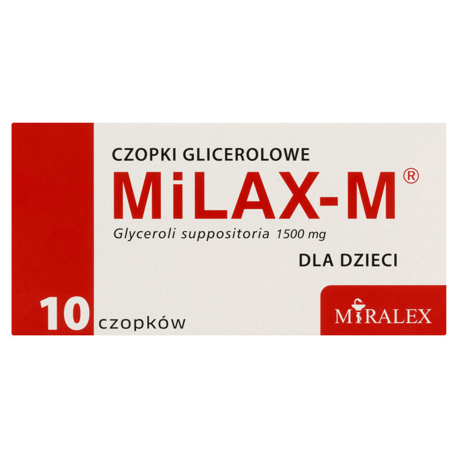 Milax-M 1500 mg, supozitoare de glicerină pentru copii, 10 unități