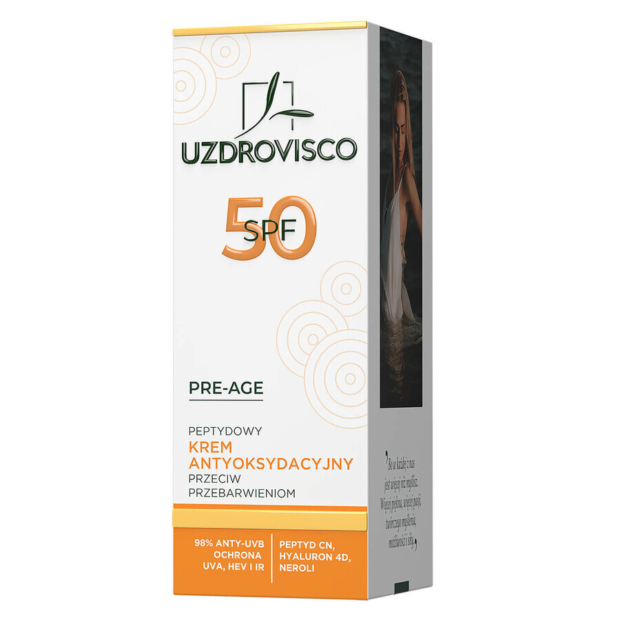 Uzdrovisco Pre-Age, cremă antioxidantă împotriva hiperpigmentării, SPF 50, 50 ml