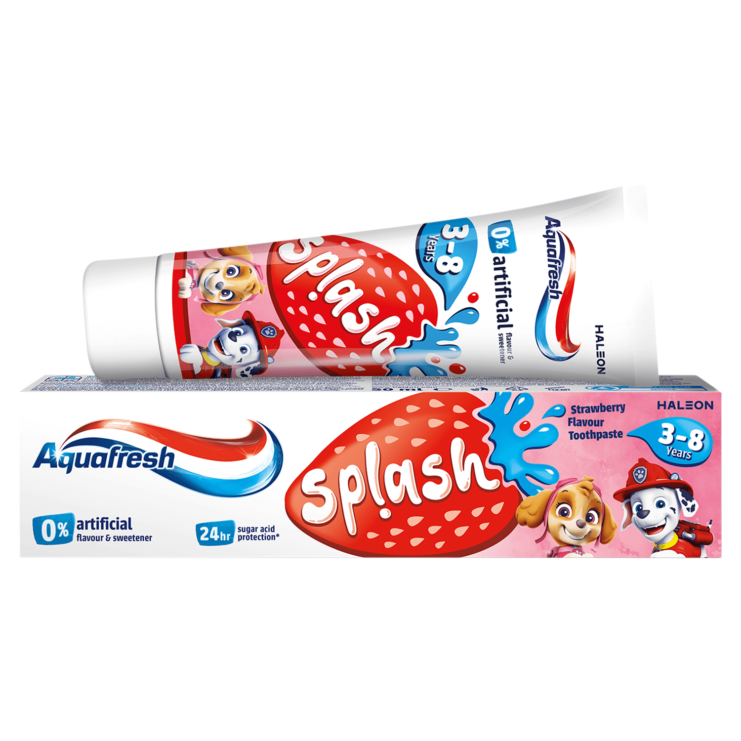 Aquafresh Splash Kids, pastă de dinți pentru copii 3-8 ani, căpșuni, 50 ml