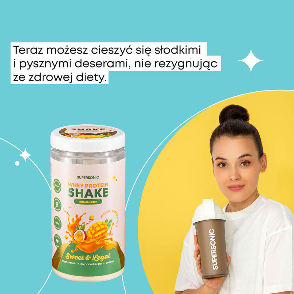 Supersonic, shake proteic cu colagen, aromă mango-maracuja, 560 g