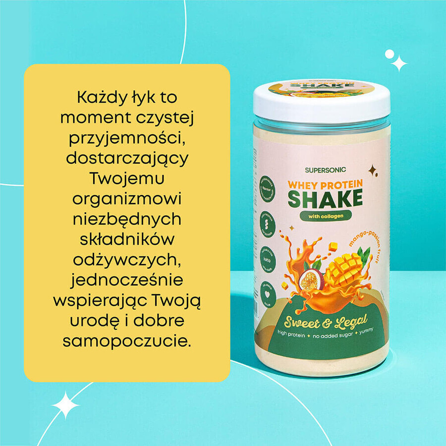 Supersonic, eiwitshake met collageen, mango-maracuja smaak, 560 g