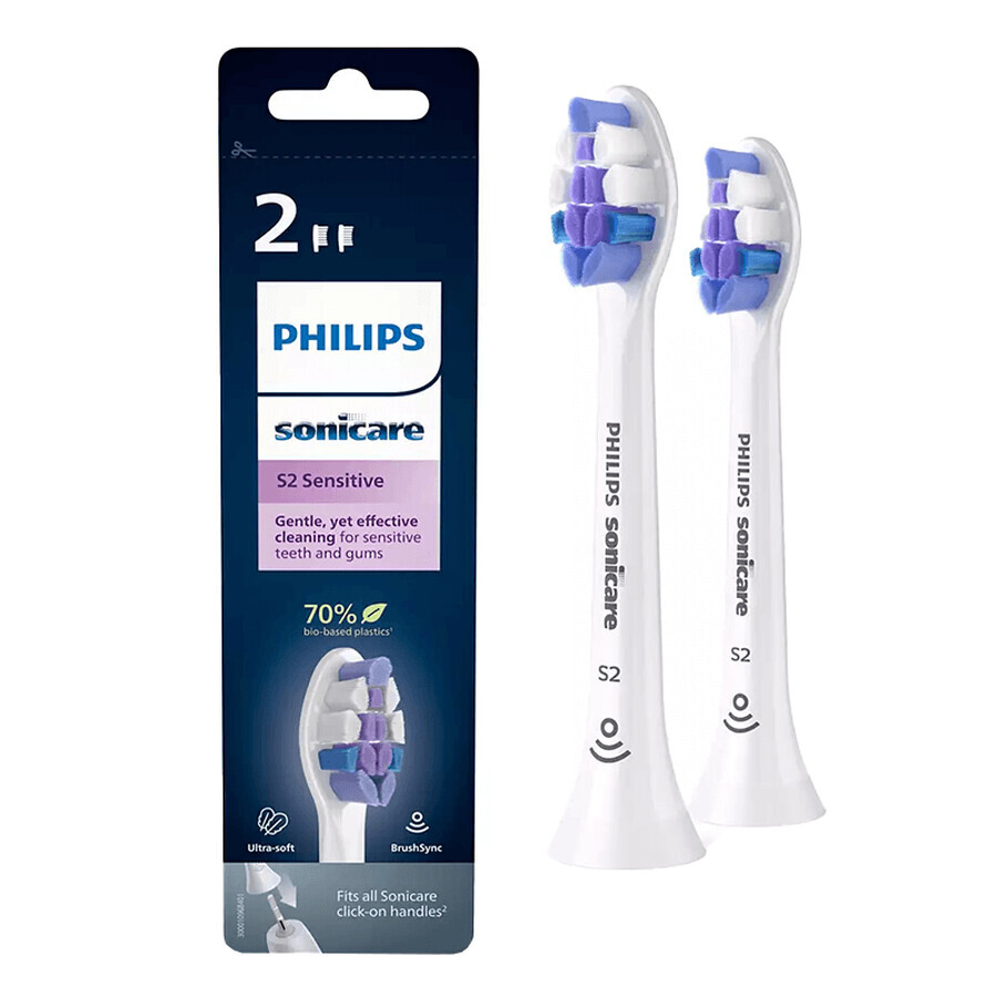 Philips, vârfuri de schimb pentru periuța de dinți sonică Sonicare S Sensitive, HX6052/10, 2 bucăți