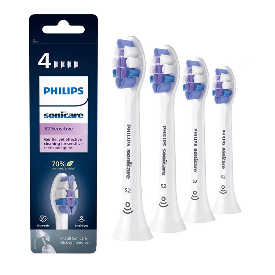 Philips, vârfuri de schimb pentru periuța de dinți sonică Sonicare S Sensitive, HX6054/10, 4 bucăți