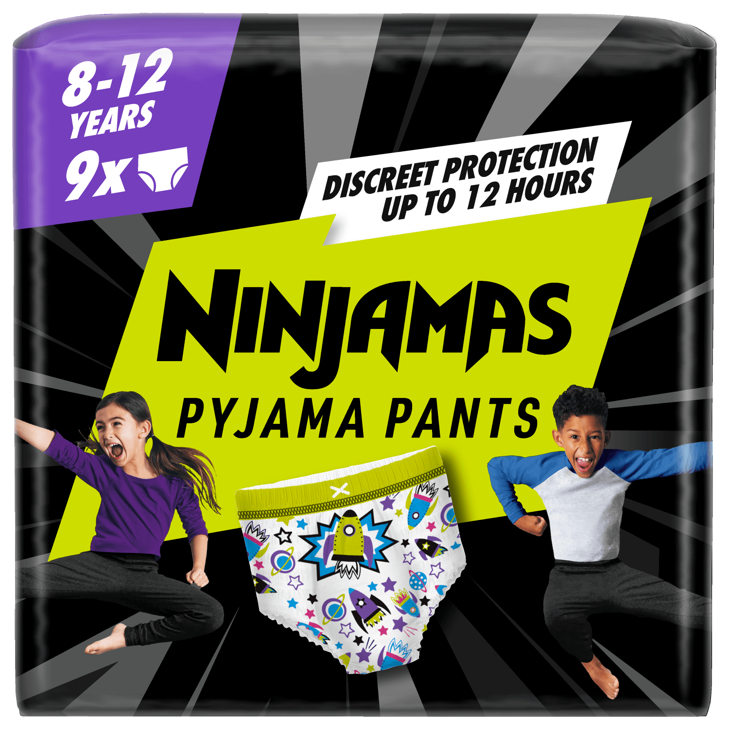 Pampers Ninjamas Pantaloni pijama, scutece pentru băieți, 8-12 ani, 27-43 kg, 9 buc