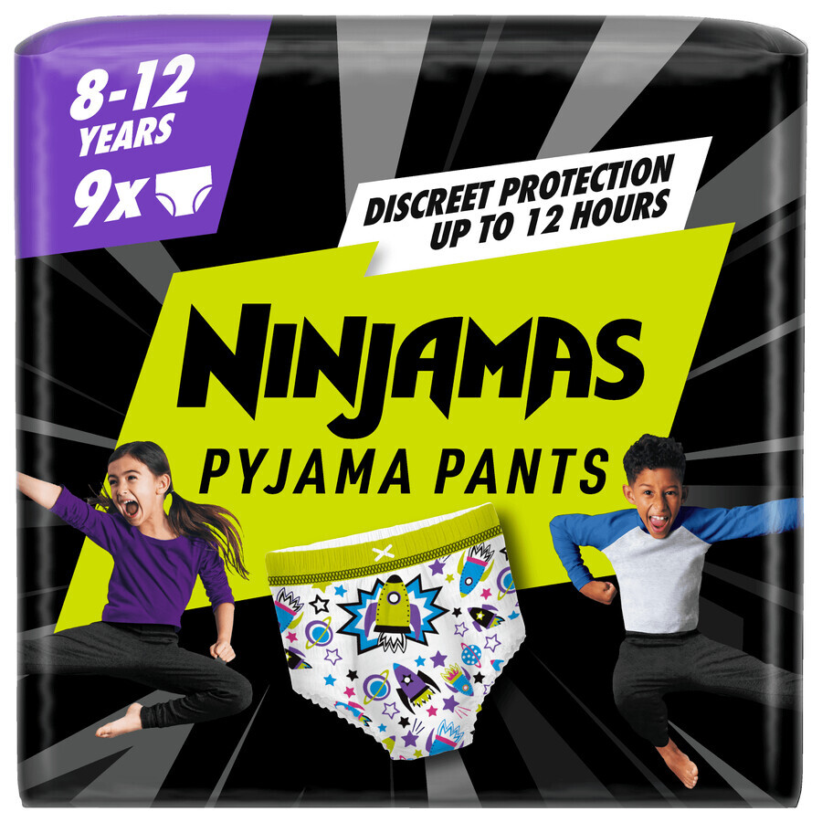 Pampers Ninjamas Pyjama Pants, couches pour garçons, 8-12 ans, 27-43 kg, 9 pcs