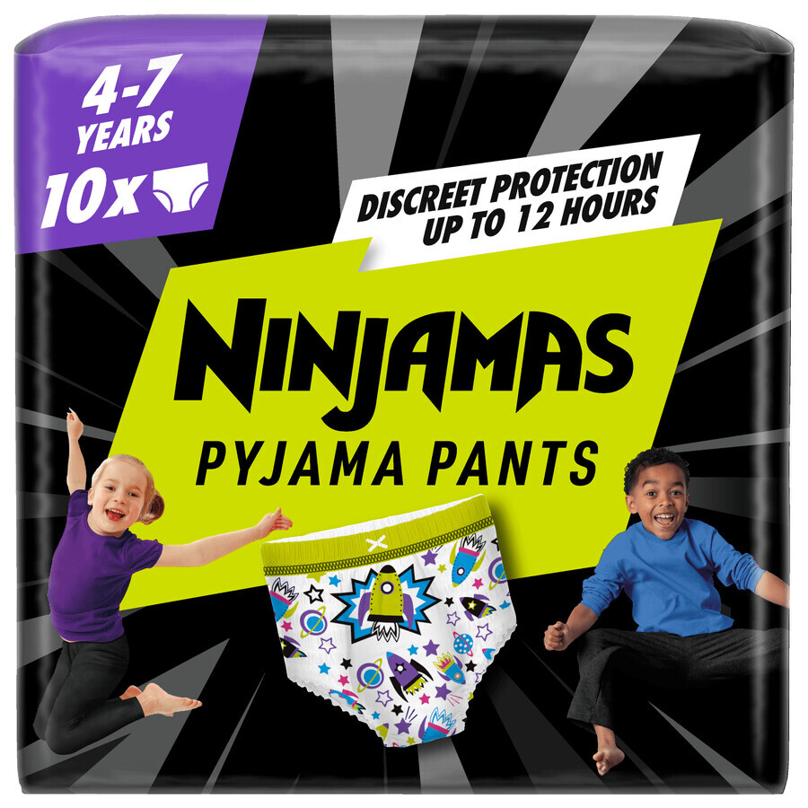 Pampers Ninjamas Pyjama Pants, couches pour garçons, 4-7 ans, 17-30 kg, 10 pcs