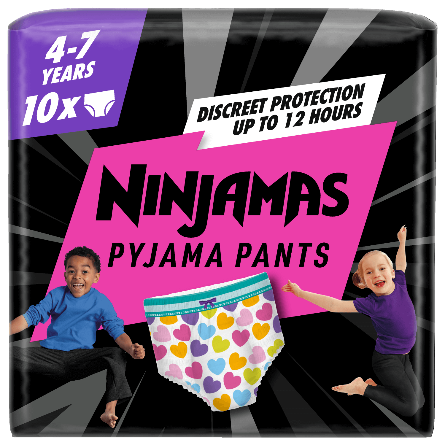 Pampers Ninjamas Pantaloni pijama, scutece pentru fete, 4-7 ani, 17-30 kg, 10 buc