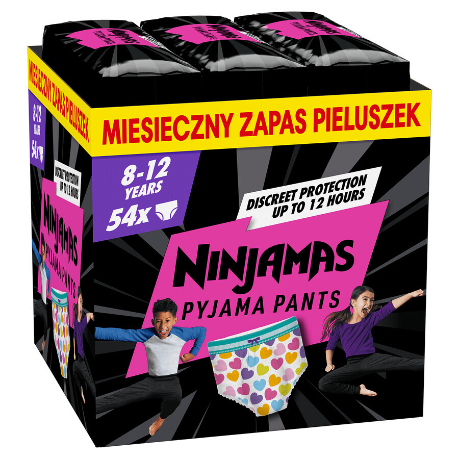 Pampers Ninjamas Pyjama Pants, couches pour filles, 8-12 ans, 27-43 kg, 54 pièces