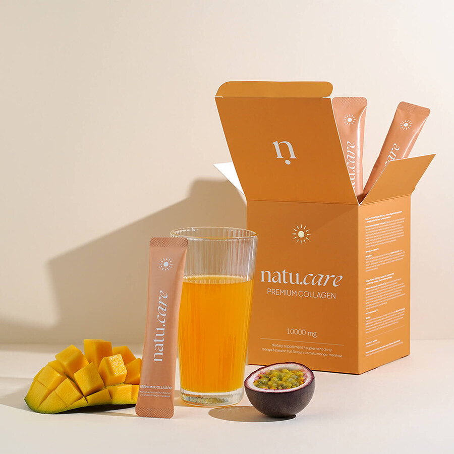 Natu.Care Premium Colágeno 10000 mg, sabor mango-maracuyá, 30 sobres