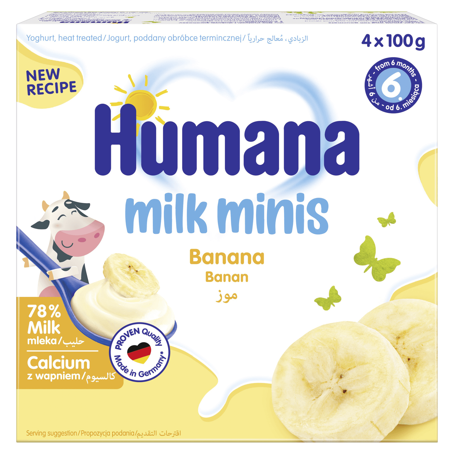 Humana Milk Minis Desert cu iaurt cu aromă de banane, după 6 luni, 4 x 100 g