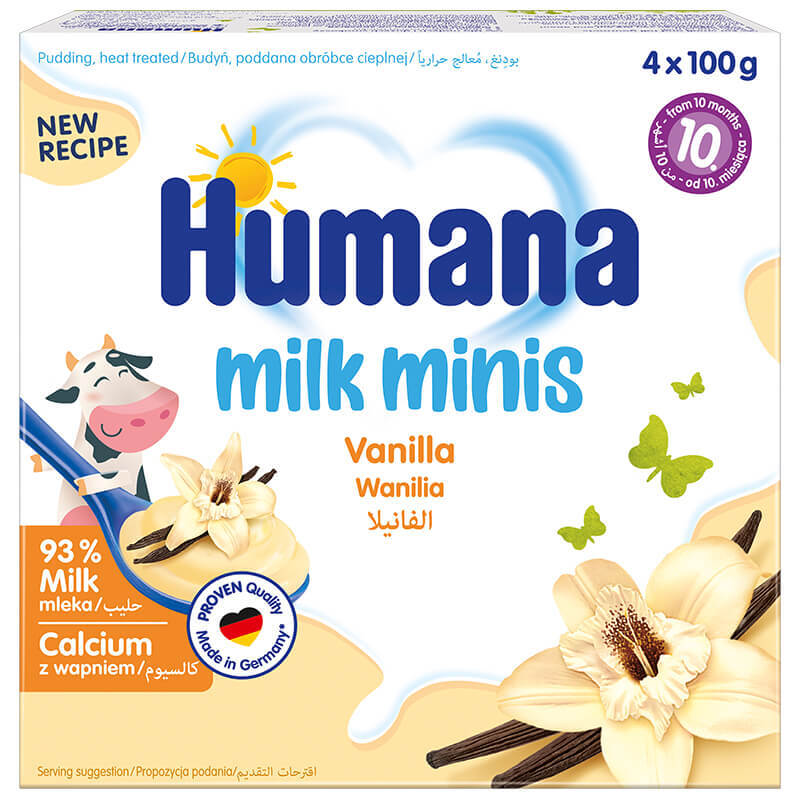 Humana Milk Minis Dessert, budincă de vanilie, după 10 luni, 4 x 100 g