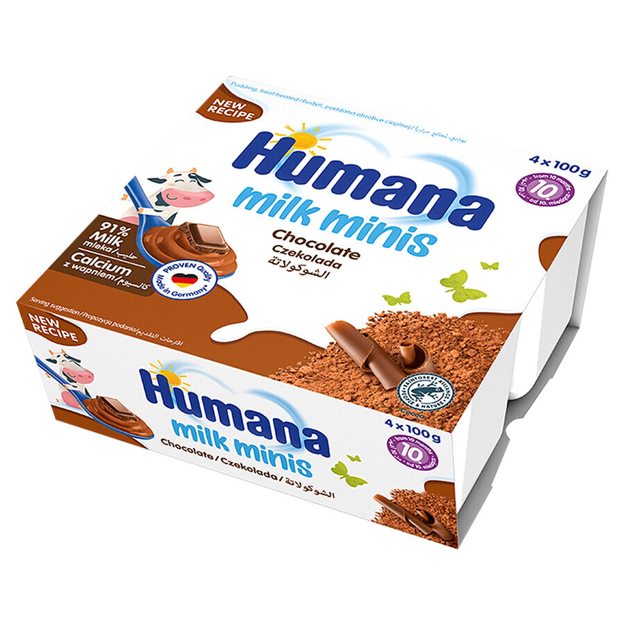 Humana Milk Minis Dessert, budincă de ciocolată, după 10 luni, 4 x 100 g