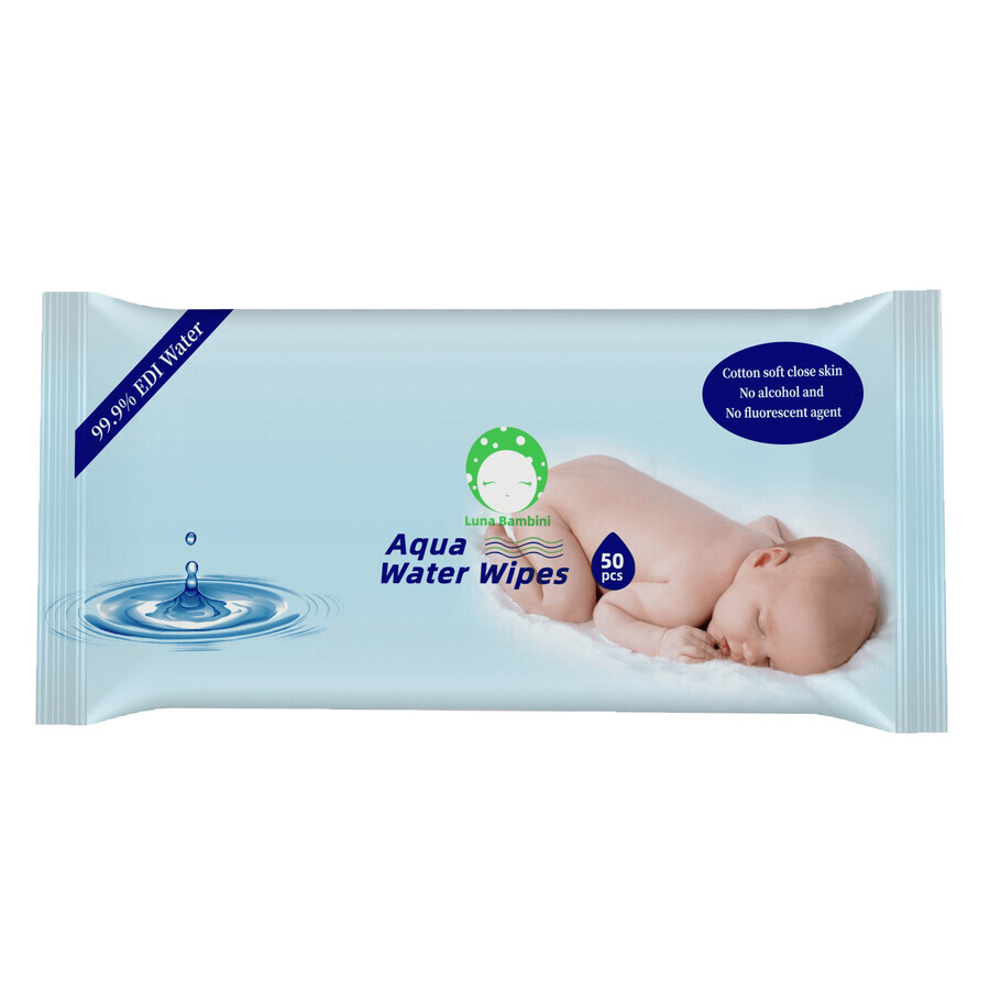 Luna Bambini Aqua Water Wipes, Feuchttücher, Wasser, 50 Stück