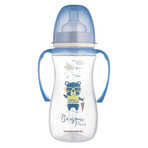 Canpol Babies Easy Start, anti-colic bottle, wide mouth, with handles, Bonjur Paris, blue, from 12 months, 300 ml