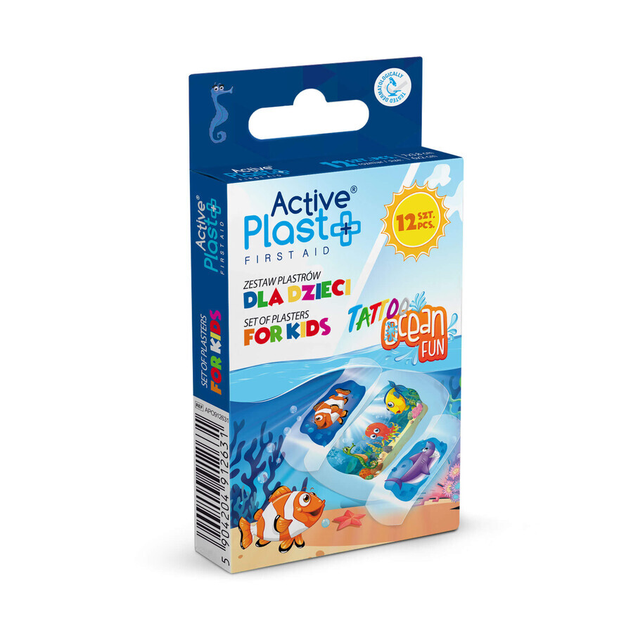 ActivePlast Tattoo Ocean Fun, plasturi pentru copii, 12 bucăți