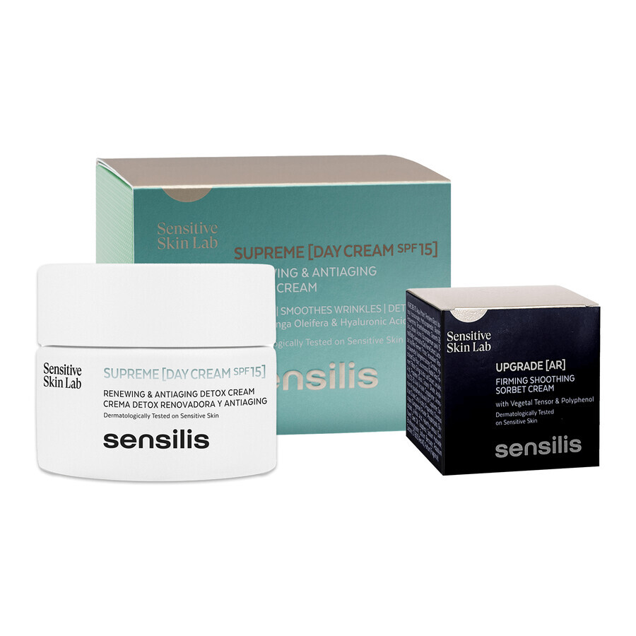 Sensilis Supreme, cremă de zi întineritoare și regenerantă, SPF 15, 50 ml + Upgrade AR, cremă sorbet fermecătoare și calmantă, 5 ml gratuit