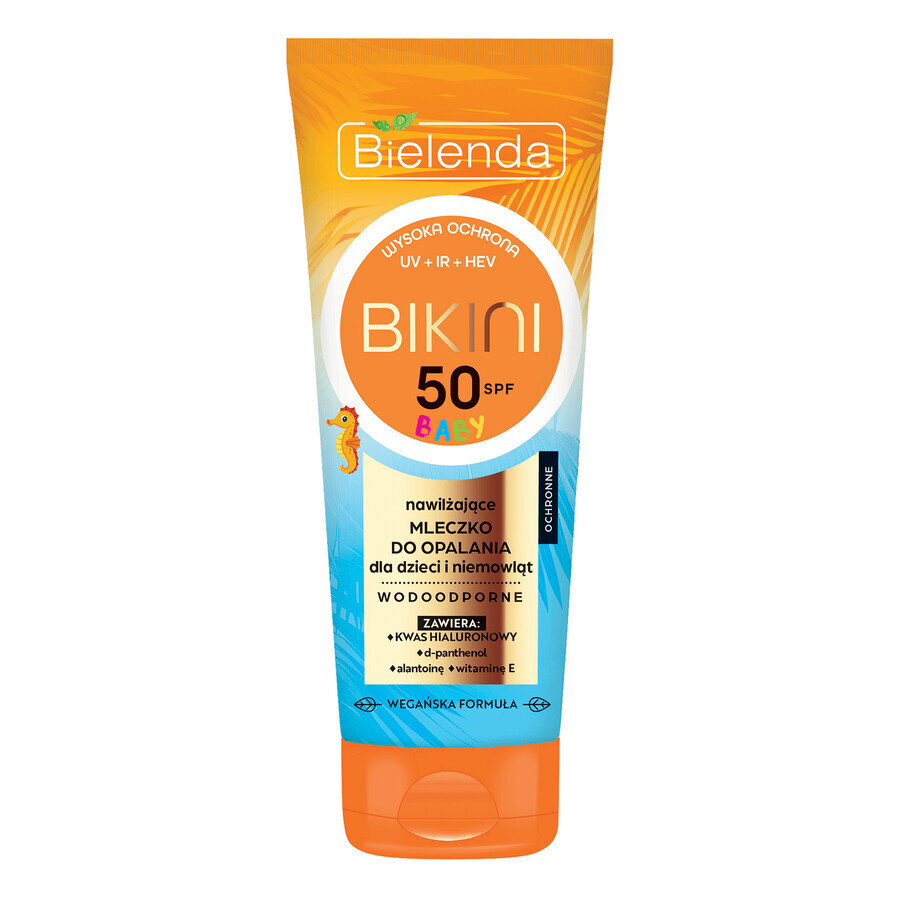 Bielenda Bikini Baby, loțiune solară hidratantă pentru copii și bebeluși, rezistentă la apă, SPF 50, 100 ml