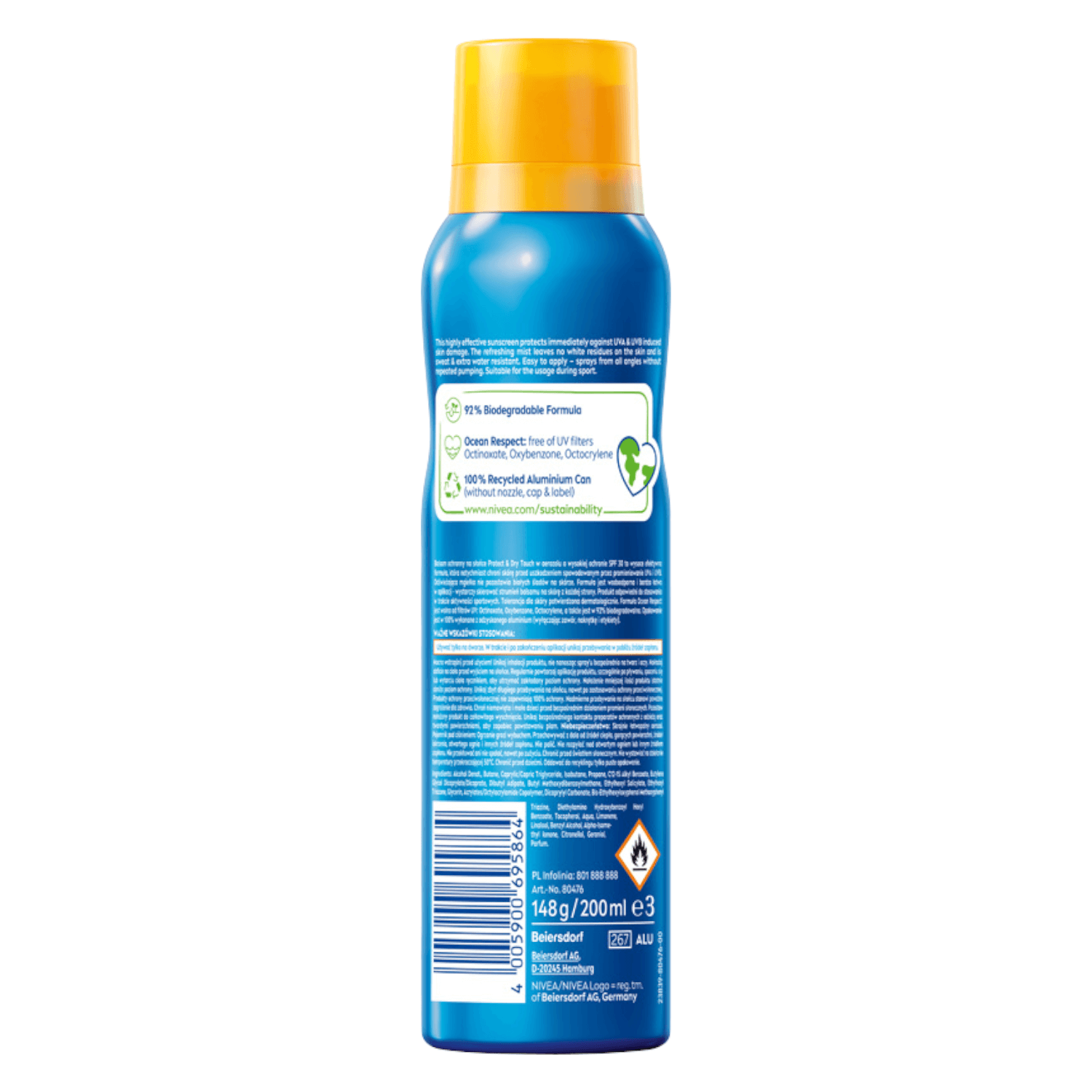 Nivea Sun Protect &amp; Dry Touch, Loțiune spray cu protecție solară, SPF 30, 200 ml