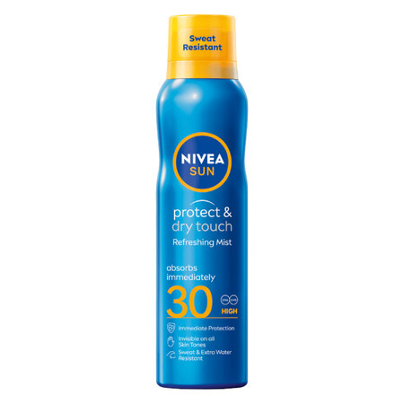 Nivea Sun Protect &amp; Dry Touch, Loțiune spray cu protecție solară, SPF 30, 200 ml