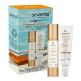 Sesderma set, C-Vit Radiance, verhelderende gezichtscrème, 50 ml + Repaskin Silk Touch Colour, zonnebrandcrème, kleur, SPF 50, 50 ml