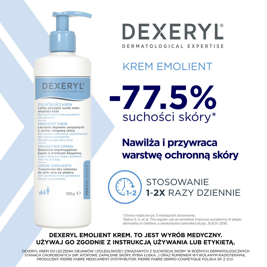 Dexeryl, cremă emolientă pentru pielea uscată, 500 g