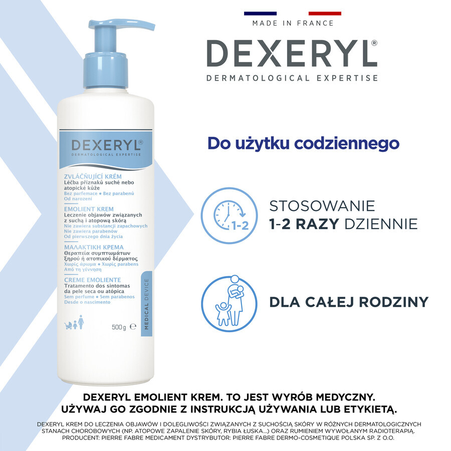 Dexeryl, cremă emolientă pentru pielea uscată, 500 g