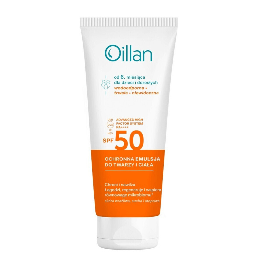 Set Oillan Sun, Schützende Gesichts- und Körperemulsion, SPF 50, 100 ml + feuchtigkeitsspendende Dermo-Creme, ab Tag 1, 200 ml gratis