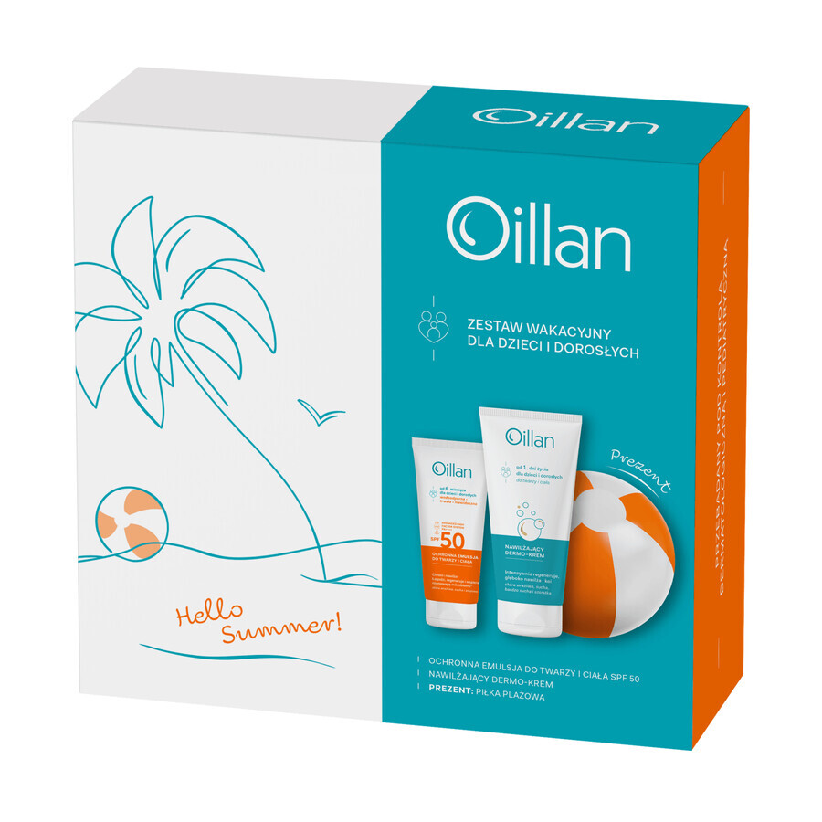 Set Oillan Sun, Schützende Gesichts- und Körperemulsion, SPF 50, 100 ml + feuchtigkeitsspendende Dermo-Creme, ab Tag 1, 200 ml gratis