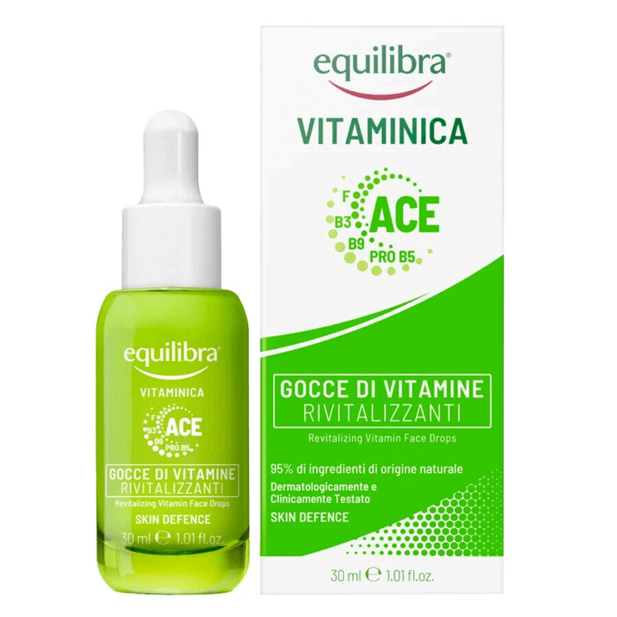 Equilibra Vitaminica Kit, revitalisierende Gesichtstropfen, 30 ml + Camomila, aufhellendes Kamillen-Shampoo, 300 ml