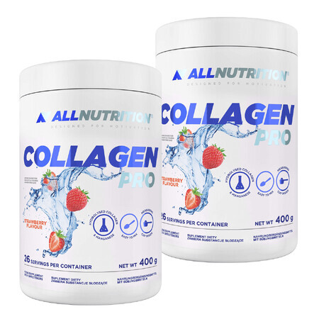 Allnutrition Collagen Pro set, aromă de căpșuni, 2 x 400 g