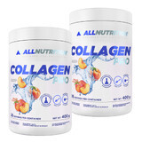 Allnutrition Collagen Pro set, goût pêche, 2 x 400 g