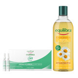 Set Equilibra Vitaminica Ace, fiole de vitamine reparatoare, 2,5 ml x 7 fiole + Camomila, șampon iluminator cu mușețel, 300 ml