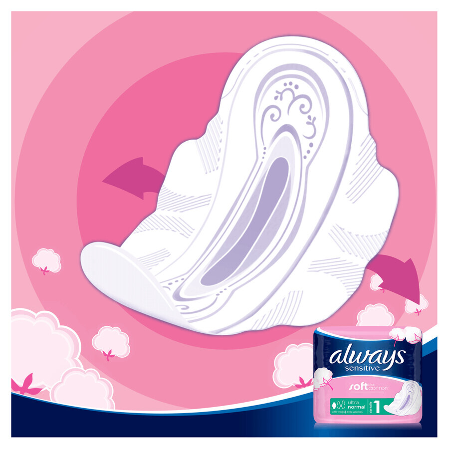 Always Sensitive, assorbenti igienici con ali, taglia 1, normali, 40 pz.