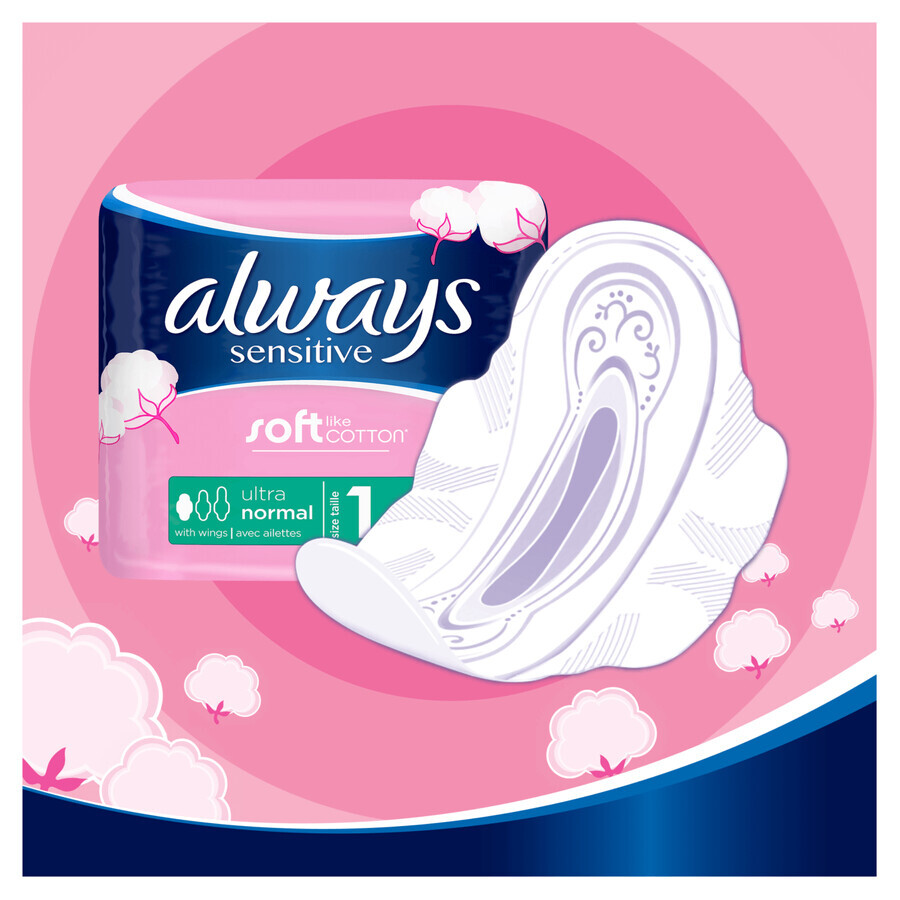 Always Sensitive, assorbenti igienici con ali, taglia 1, normali, 40 pz.