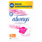 Always Sensitive, assorbenti igienici con ali, taglia 1, normali, 40 pz.