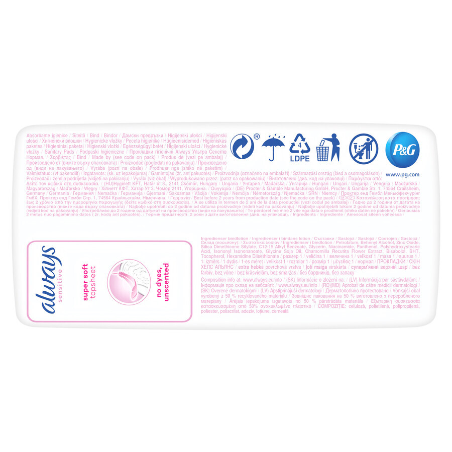 Always Sensitive, assorbenti igienici con ali, taglia 1, normali, 40 pz.