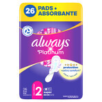 Always Platinum Winged Sanitary Napkins, Size 2, Super, 26 Count