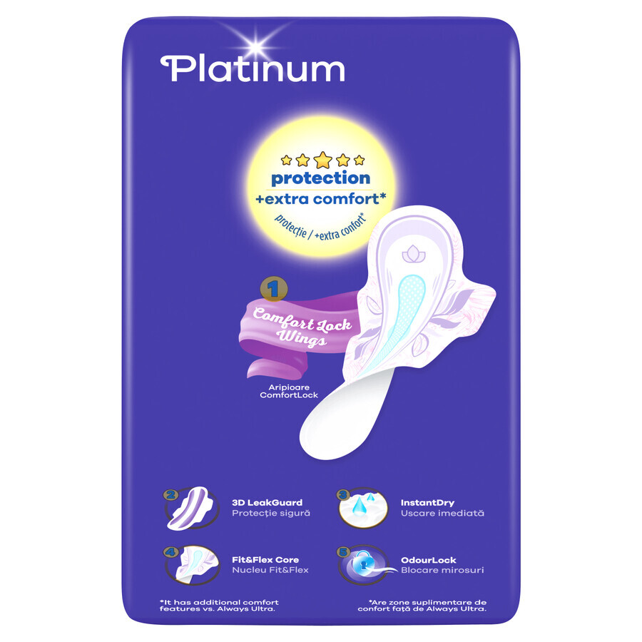 Always Platinum Winged Sanitary Napkins, Size 2, Super, 26 Count