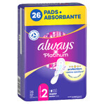 Always Platinum Winged Sanitary Napkins, Size 2, Super, 26 Count