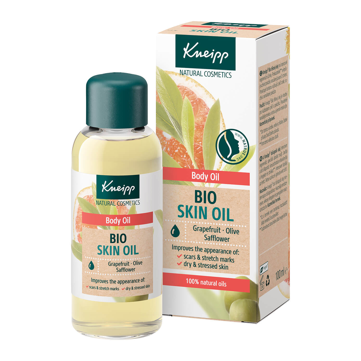 Kneipp Bio Skin Oil, ulei de corp, grapefruit, șofran, ulei de măsline, 100 ml