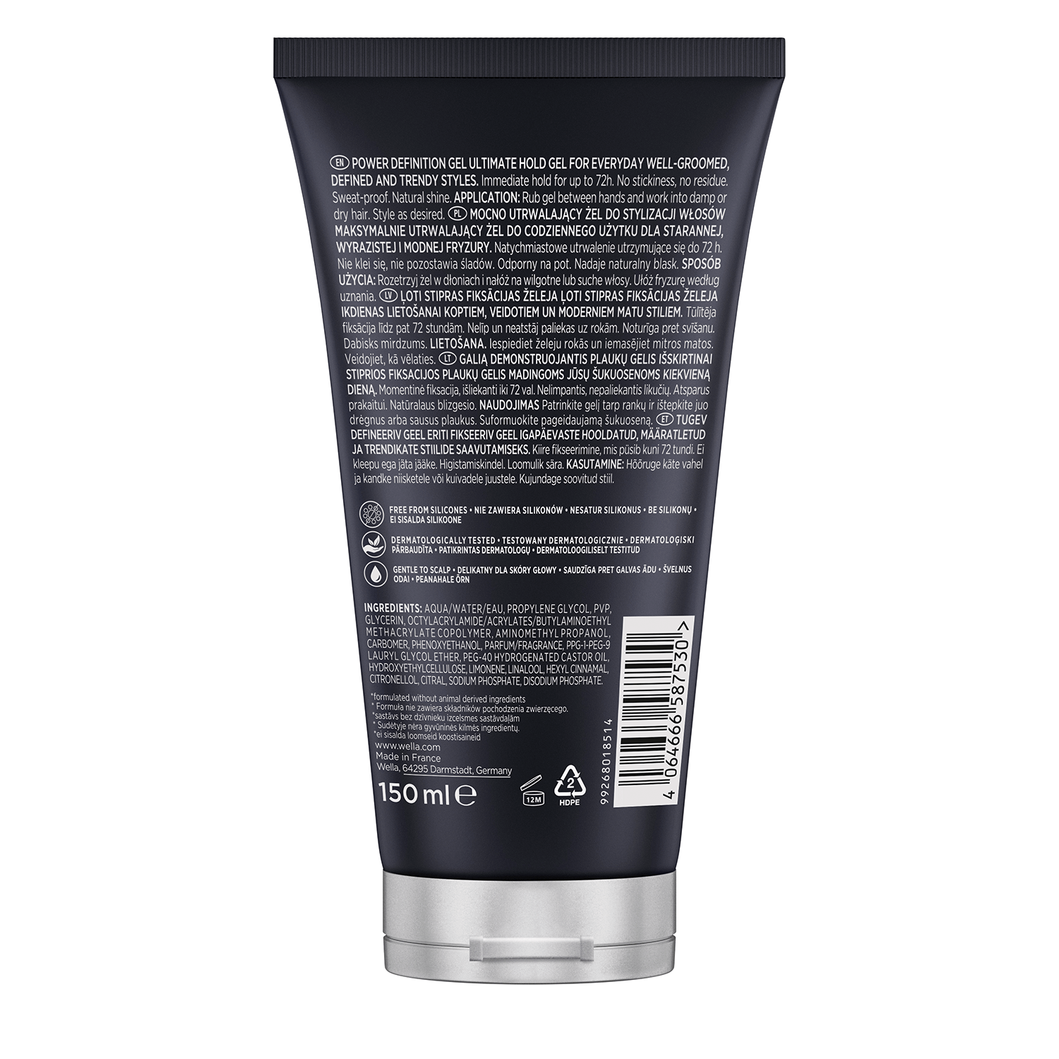 Wella Wellaflex Men, Gel de păr, fixare definitivă, 150 ml