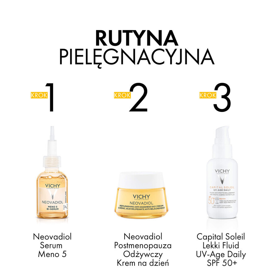 Set Vichy Neovadiol Post-Menopause, cremă de zi antirid, 50 ml + cremă de noapte, 50 ml + trusă de machiaj gratuită