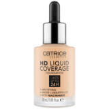 Catrice HD Liquid Coverage Foundation 24H, fond de ten lichid, 005 Ivory Beige, 30 ml + blush gratuit