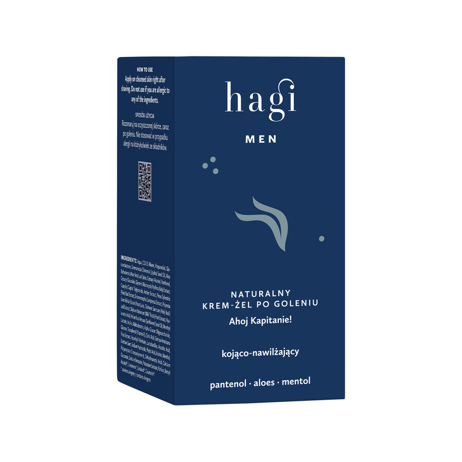 Hagi Men Ahoj Captain, crema-gel para después del afeitado natural, calmante e hidratante, 50 ml