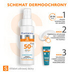 Pharmaceris S Dermopediatric, spray de protecție minerală, din prima zi, SPF 50+, 100 ml + Set, emulsie de protecție solară, SPF 50+, 10 ml + cremă, eșantion gratuit