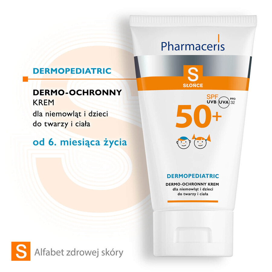 Pharmaceris S, crema di protezione solare, oltre 6 mesi, SPF 50+, 125 ml + Set, emulsione di protezione solare, SPF 50+, 10 ml + crema, campione gratuito